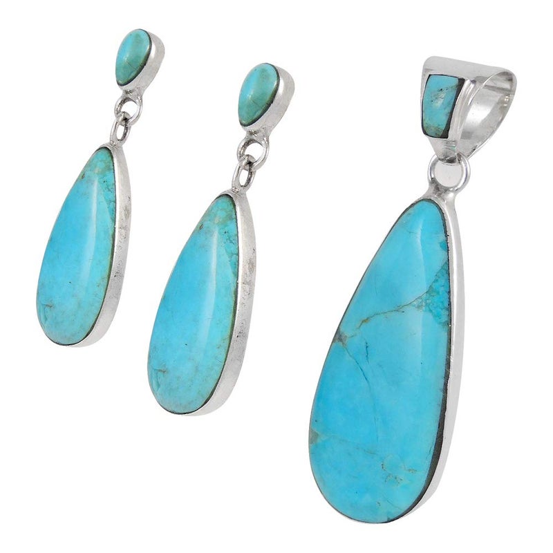 Turquoise Network Turquoise Necklace & Earrings Set in Sterling Silver 925 with Genuine Gemstones (20â€ Chain) - Image 3